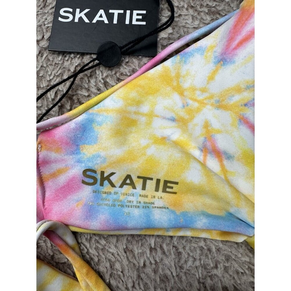 SKATIE Bikini Top XS NWT Multicolor Tie-Dye Sustainable Swimwear - Picture 7 of 7